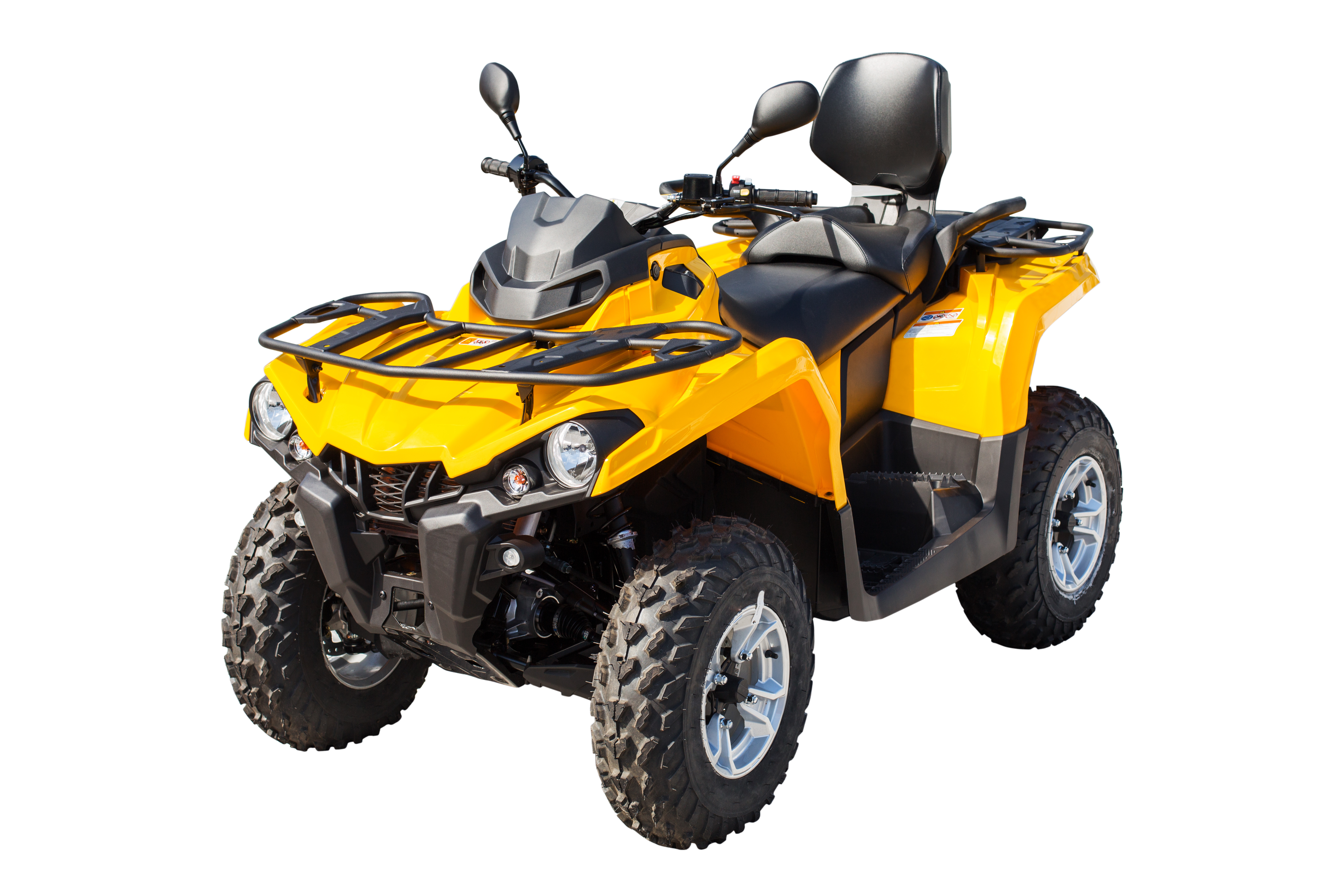 Yellow solo-rider ATV 