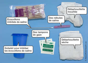 Images of tracheostomy cleaning supplies listed above