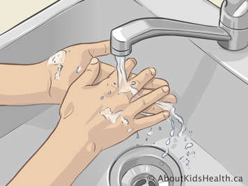handwashing at sink