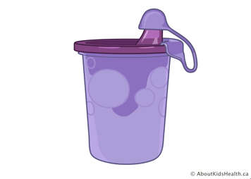Disposable, plastic sippy cup with hard-plastic spout