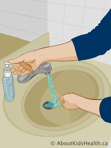 Applying soap to hand