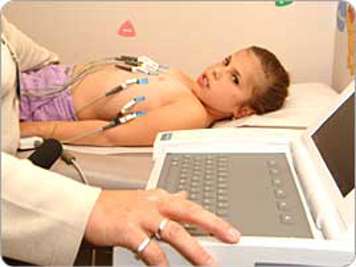 Child undergoing an electrocardiogram test