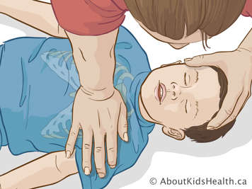 Positioning child for CPR chest compressions