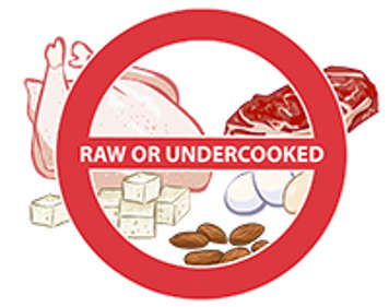No raw or undercooked meats or meat alternatives