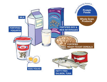 Milk products and alternatives containing vitamin D