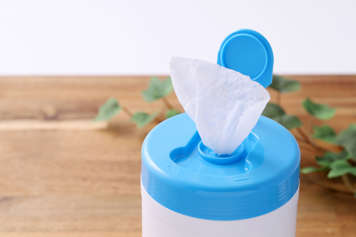 Disinfectant wipes in container