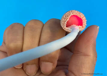 A probe wrapped around a child's finger