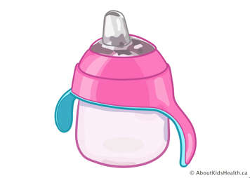 Pink sippy cup with clear, silicone spout